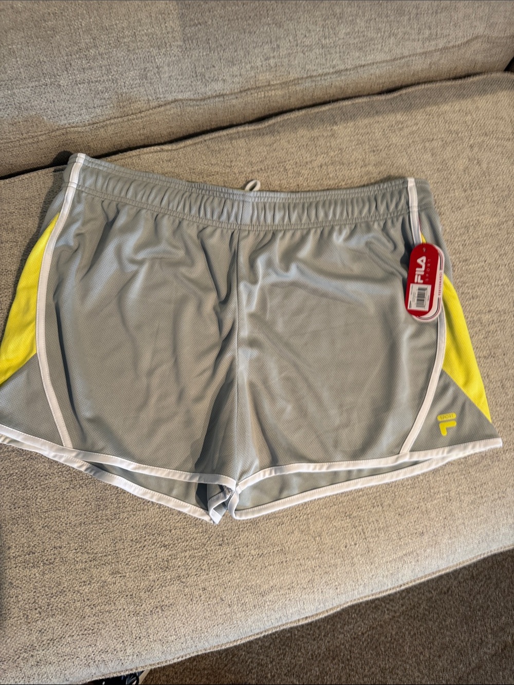 NWT Fila Grey Athletic Shorts with Yellow Accents